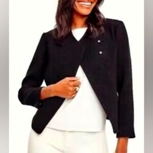 Ann Taylor Loft Wool Blend Asymmetrical Snap Moto Blazer Jacket Women's …